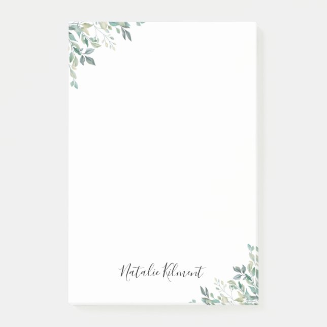 Elegant Eucalyptus Greenery Rustic Green Leaves Post-it Notes (Front)