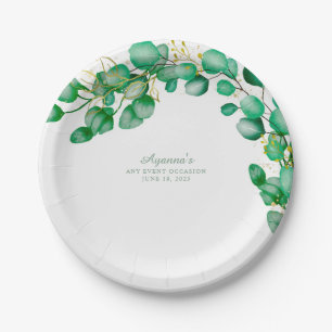 Elegant Eucalyptus Greenery Sage Paper Plate