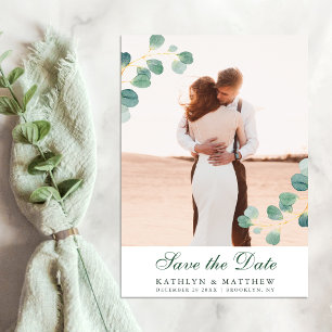 Elegant Eucalyptus Greenery Save The Date Wedding Magnetic Invitation