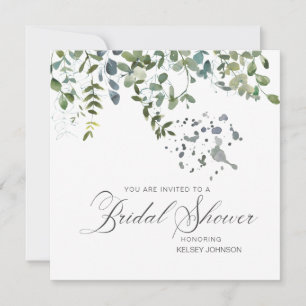 Elegant Eucalyptus Greenery Script Bridal Shower Invitation