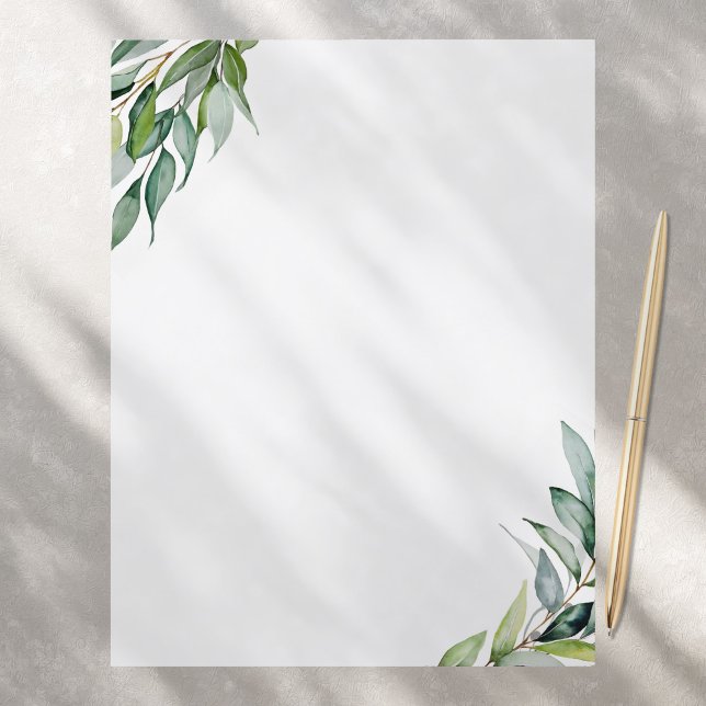 Elegant Eucalyptus Greenery Stationery Paper (Creator Uploaded)