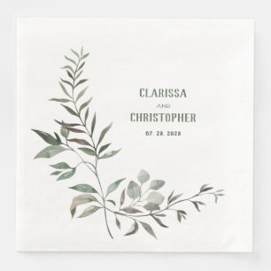 Elegant Eucalyptus Greenery Stem & Leaf Napkin