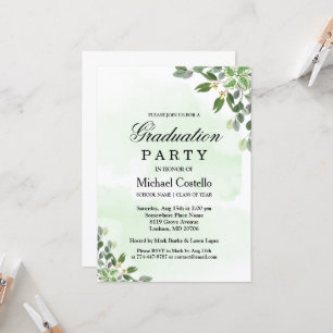  Elegant Eucalyptus Greenery Succulent Graduation  Invitation