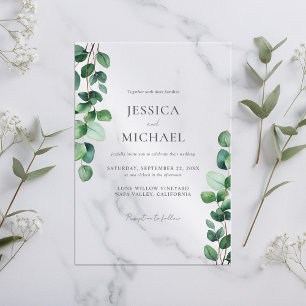 Elegant Eucalyptus Greenery Wedding Acrylic Invitations