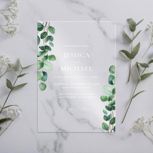 Elegant Eucalyptus Greenery Wedding Acrylic Invitations