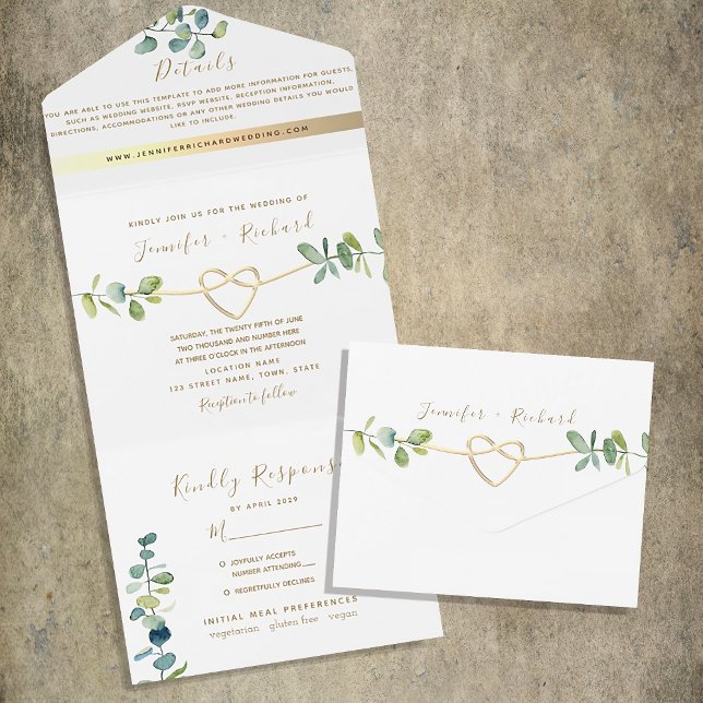 Elegant Eucalyptus Greenery Wedding All In One Invitation (Creator Uploaded)