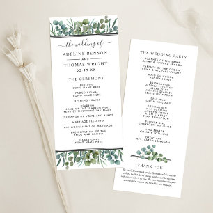 Elegant Eucalyptus Greenery Wedding Ceremony Programme
