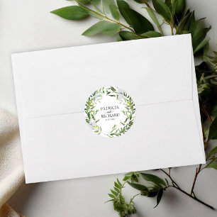 Elegant Eucalyptus Greenery Wedding Classic Round Sticker