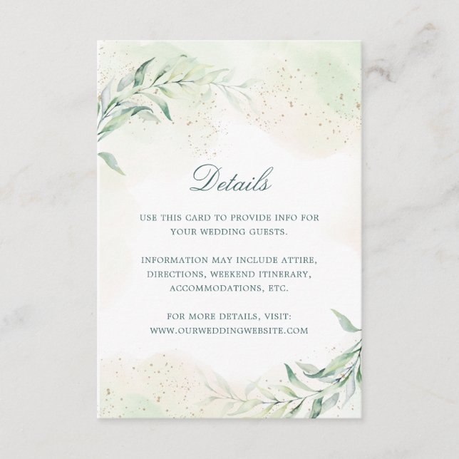 Elegant Eucalyptus Greenery Wedding Details Enclosure Card (Front)
