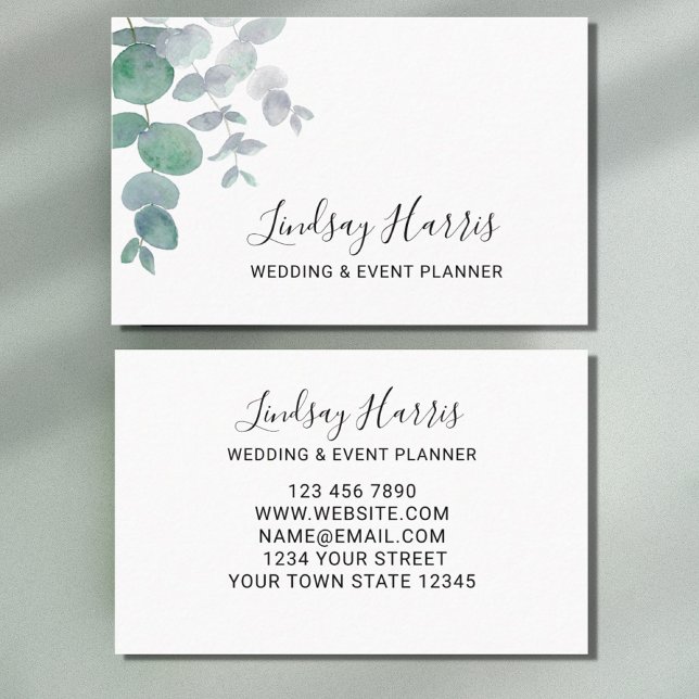 Elegant Eucalyptus Greenery Wedding Event Planner Business Card (Creator Uploaded)