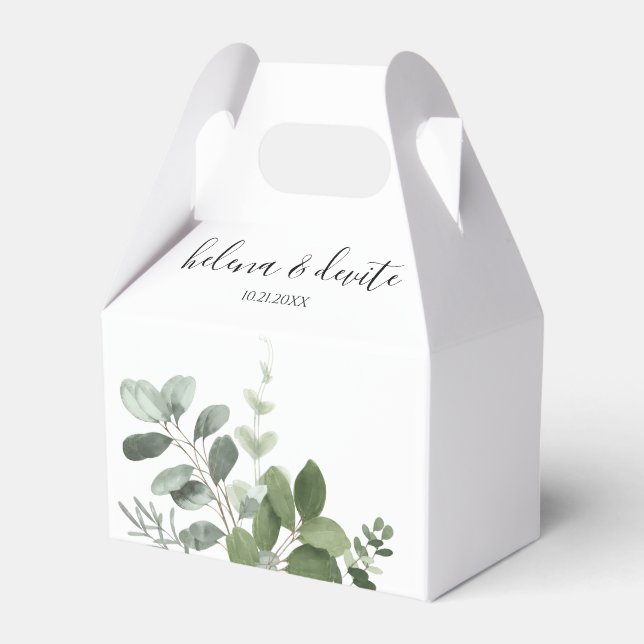 Elegant Eucalyptus greenery wedding Favour Box (Front Side)
