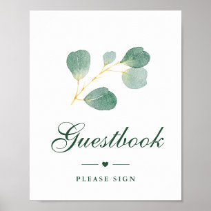 Elegant Eucalyptus Greenery Wedding Guestbook Sign