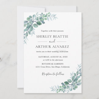 Elegant Eucalyptus Greenery Wedding Invitation