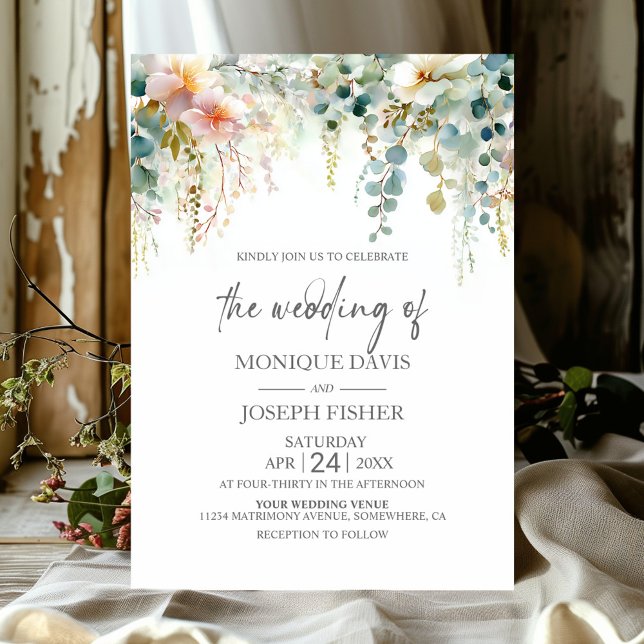 Elegant Eucalyptus Greenery Wedding Invitation (Creator Uploaded)