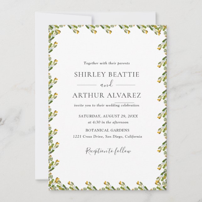 Elegant Eucalyptus Greenery Wedding  Invitation (Front)