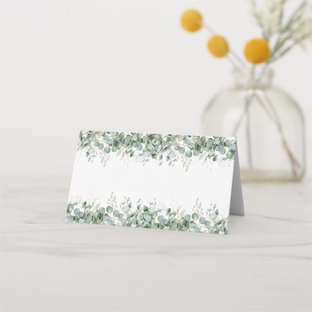 Elegant Eucalyptus Greenery Wedding Place Card (Front)