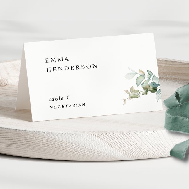 Elegant Eucalyptus Greenery Wedding Place Cards (Creator Uploaded)