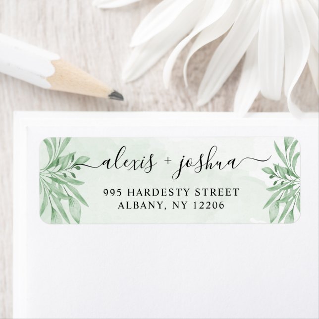 Elegant Eucalyptus Greenery Wedding Return Address (Insitu)