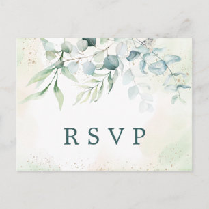Elegant Eucalyptus Greenery Wedding RSVP Invitation Postcard
