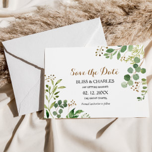 Elegant Eucalyptus Greenery Wedding Save the Date Invitation