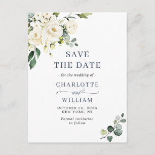 Elegant Eucalyptus Greenery Wedding Save the Date Postcard