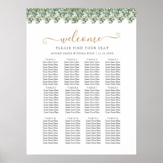 Elegant Eucalyptus Greenery Wedding Seating Chart