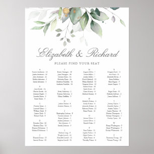 Elegant Eucalyptus Greenery Wedding Seating Chart