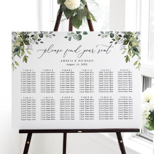 Elegant Eucalyptus Greenery Wedding Seating Chart