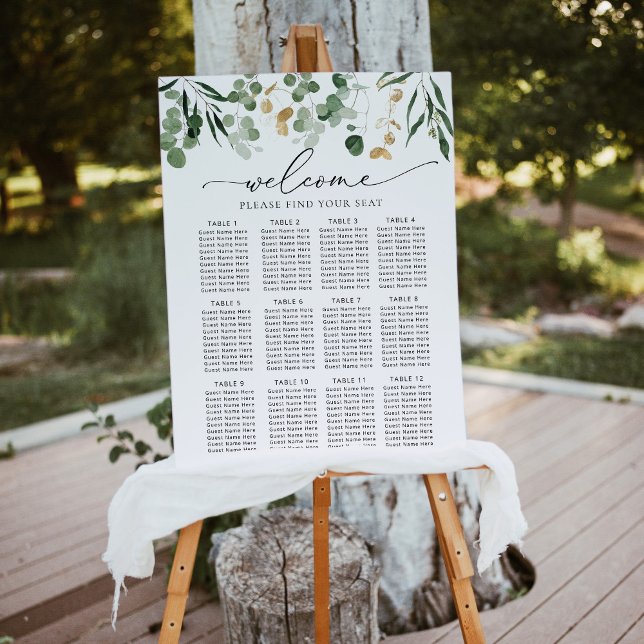 Elegant eucalyptus greenery wedding seating chart (Creator Uploaded)