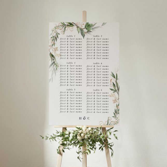 Elegant Eucalyptus Greenery Wedding Seating Chart (Creator Uploaded)