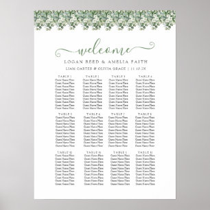 Elegant Eucalyptus Greenery Wedding Seating Chart
