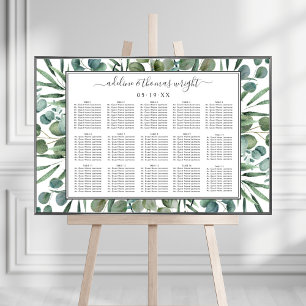 Elegant Eucalyptus Greenery Wedding Seating Poster
