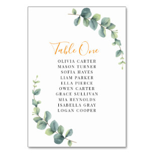 Elegant Eucalyptus Greenery Wedding Table Number