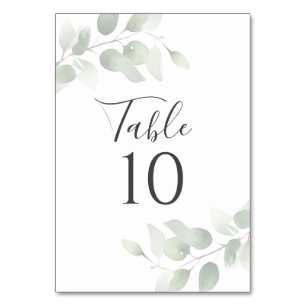 Elegant Eucalyptus Greenery Wedding Table Number