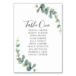 Elegant Eucalyptus Greenery Wedding Table Number