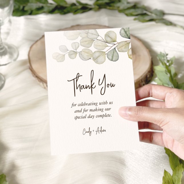 Elegant Eucalyptus Greenery Wedding Thank You Card (Creator Uploaded)