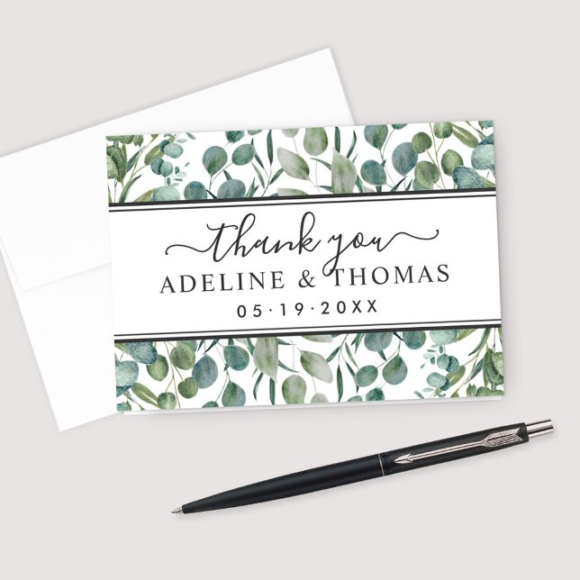 Elegant Eucalyptus Greenery Wedding Thank You Card (Creator Uploaded)