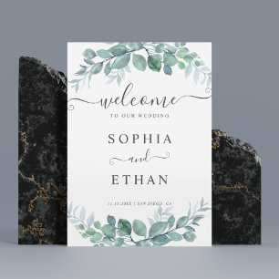Elegant Eucalyptus Greenery Wedding Welcome Sign