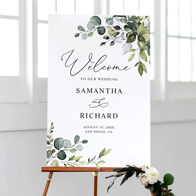 Elegant Eucalyptus Greenery Wedding Welcome Sign (Creator Uploaded)