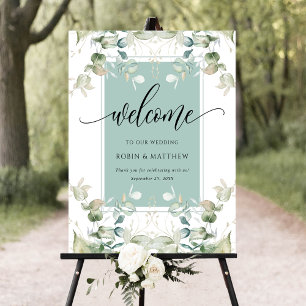 Elegant Eucalyptus Greenery Welcome, Green, Sign
