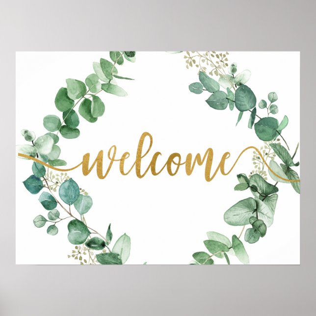 Elegant Eucalyptus Greenery Welcome Sign (Front)