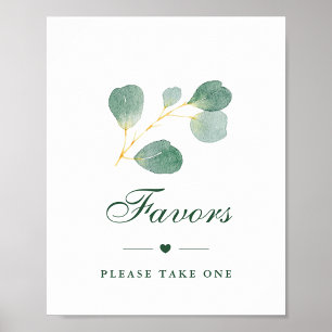 Elegant Eucalyptus Greenery Winter Wedding Favours Poster