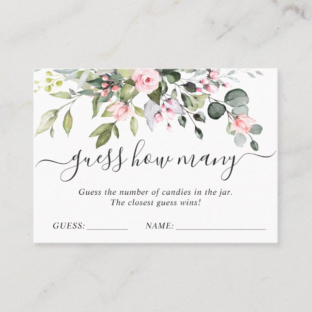 Elegant Eucalyptus Guess How Many Game Card (Front)