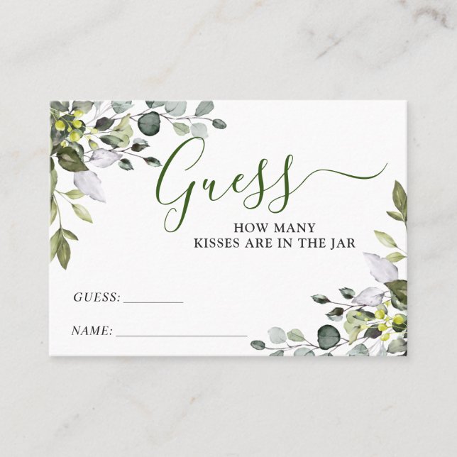 Elegant Eucalyptus Guess How Many Game Card (Front)