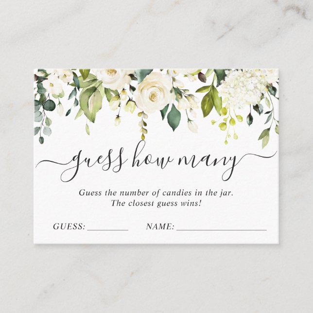 Elegant Eucalyptus Guess How Many Game Card (Front)