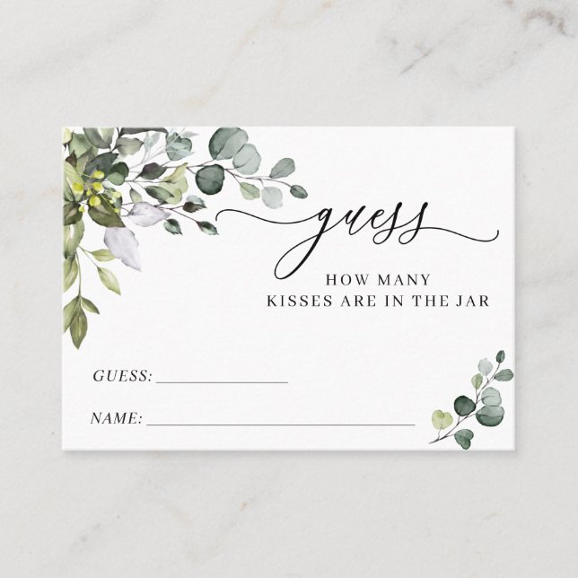 Elegant Eucalyptus Guess How Many Game Card (Front)