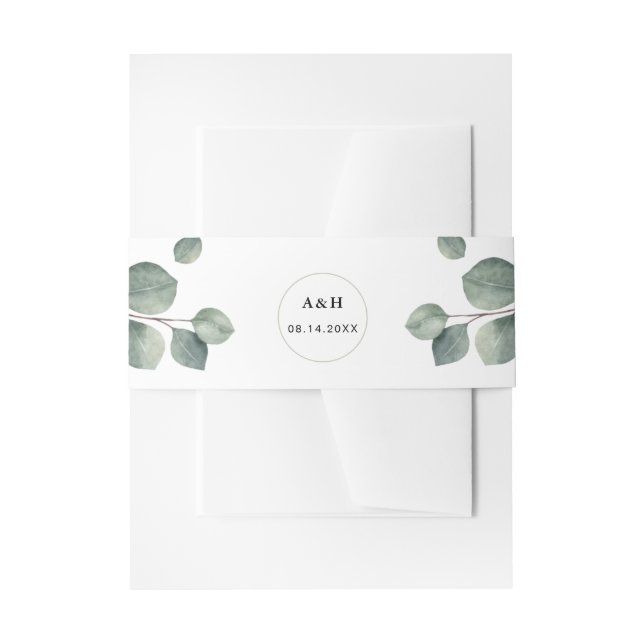 Elegant Eucalyptus Invitation Belly Band (Front Example)