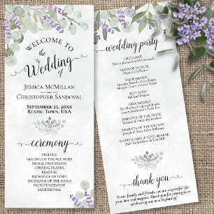 Elegant Eucalyptus & Lavender Watercolor Wedding Programme