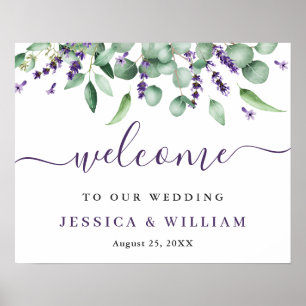 Elegant Eucalyptus Lavender Wedding Welcome Poster