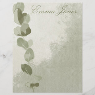 Elegant Eucalyptus Leaf Custom Letterhead